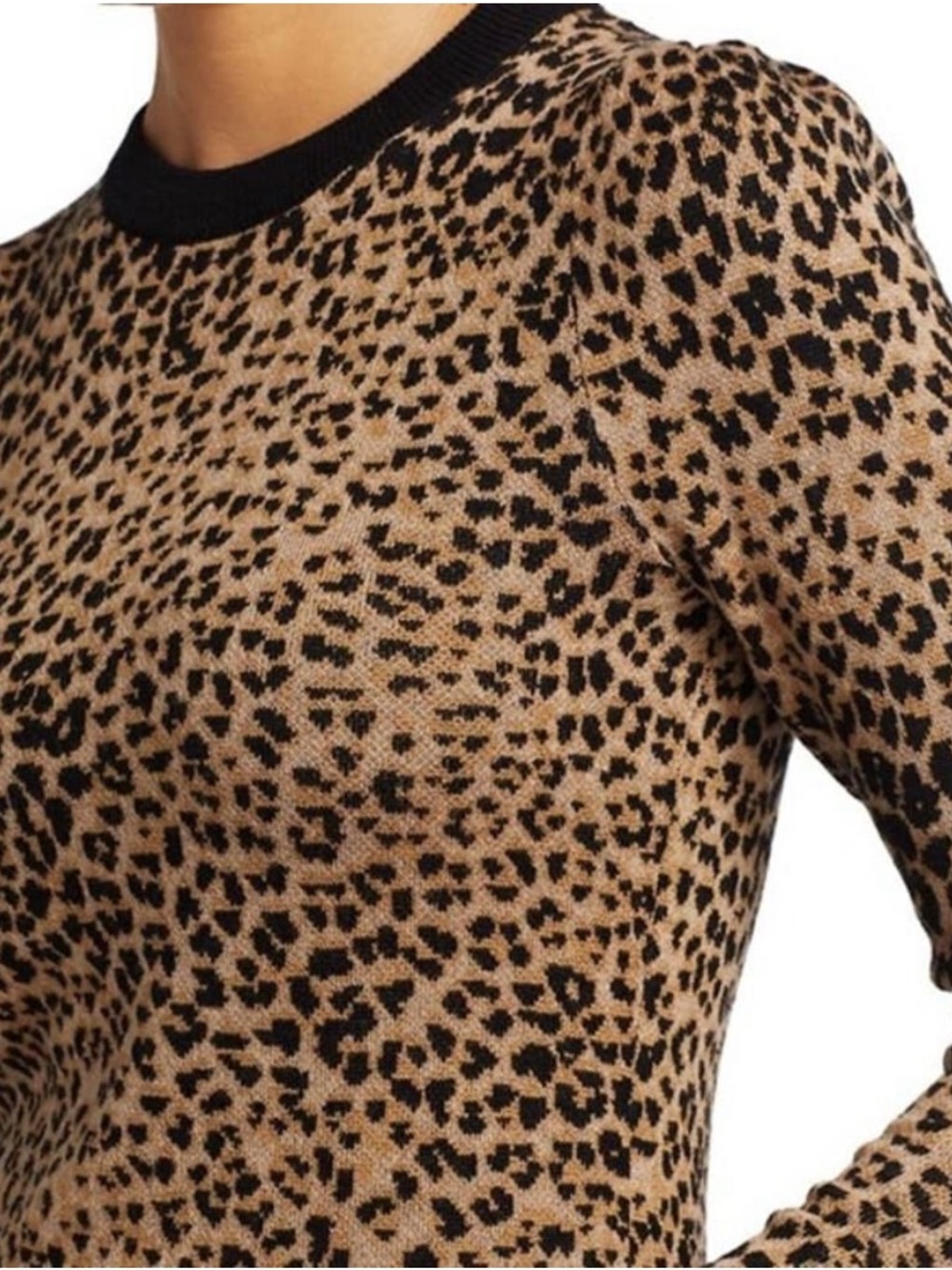 Frame Denim Leopard Print Crewneck Sweater in Tan and Black